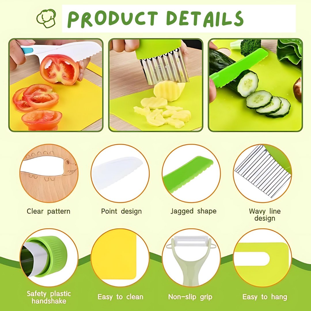 13 - Piece Montessori Kitchen Tools Set for Toddlers – Safe Kids Cooking Set - LearnLark Montessori