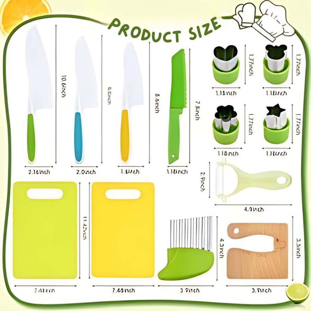 13 - Piece Montessori Kitchen Tools Set for Toddlers – Safe Kids Cooking Set - LearnLark Montessori
