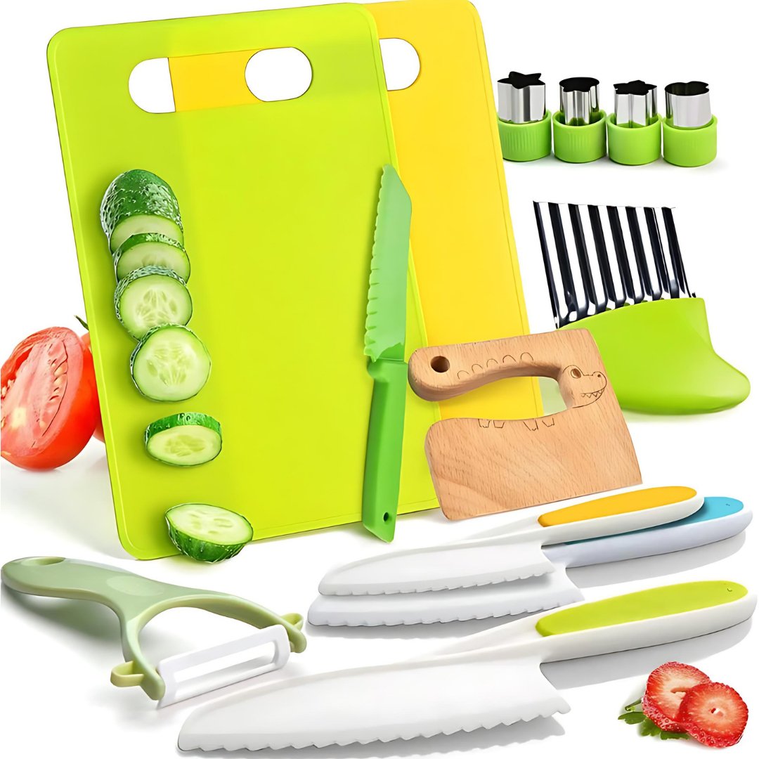 13 - Piece Montessori Kitchen Tools Set for Toddlers – Safe Kids Cooking Set - LearnLark Montessori