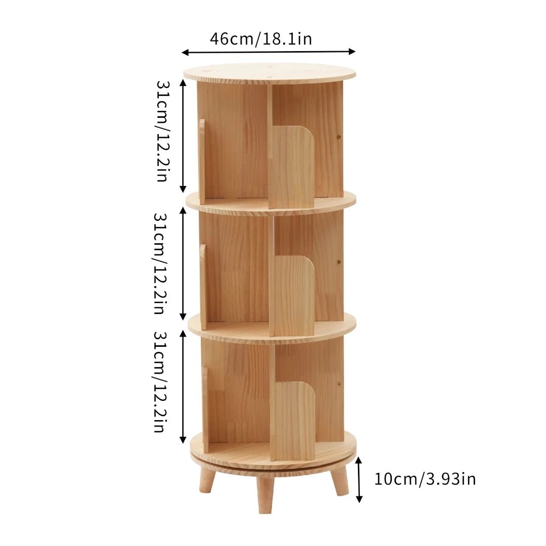 360° Rotatable Wood Bookcase - Space - Saving Book Storage Shelf - LearnLark Montessori