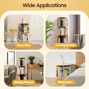 360° Rotatable Wood Bookcase - Space - Saving Book Storage Shelf - LearnLark Montessori