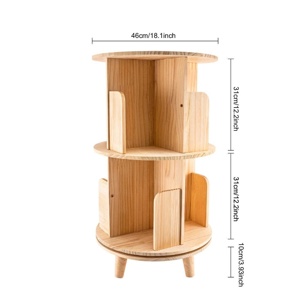 360° Rotatable Wood Bookcase - Space - Saving Book Storage Shelf - LearnLark Montessori