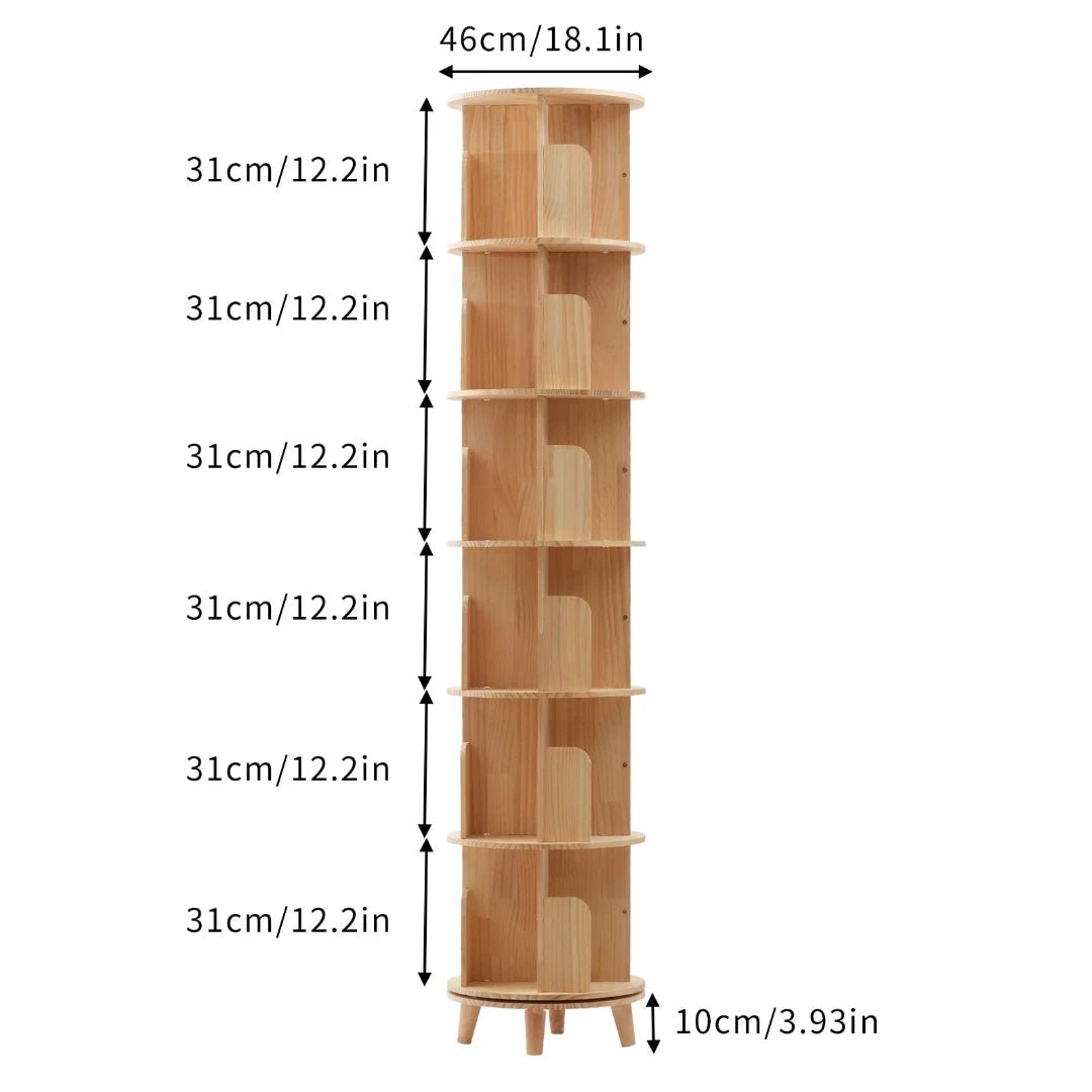 360° Rotatable Wood Bookcase - Space - Saving Book Storage Shelf - LearnLark Montessori