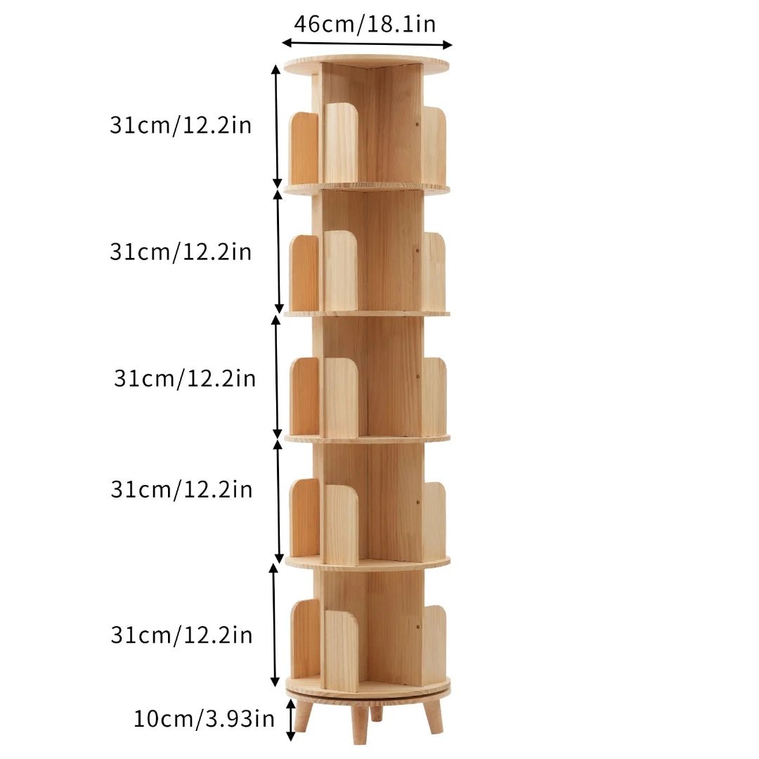360° Rotatable Wood Bookcase - Space - Saving Book Storage Shelf - LearnLark Montessori