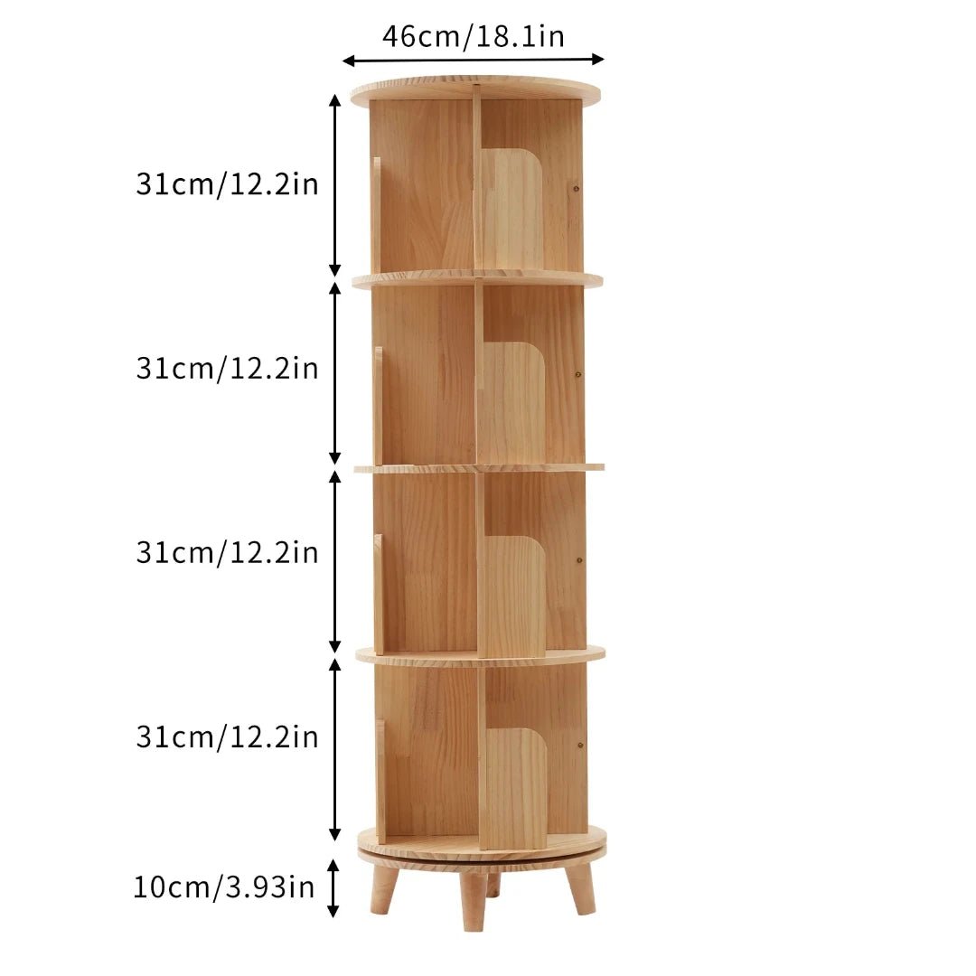 360° Rotatable Wood Bookcase - Space - Saving Book Storage Shelf - LearnLark Montessori