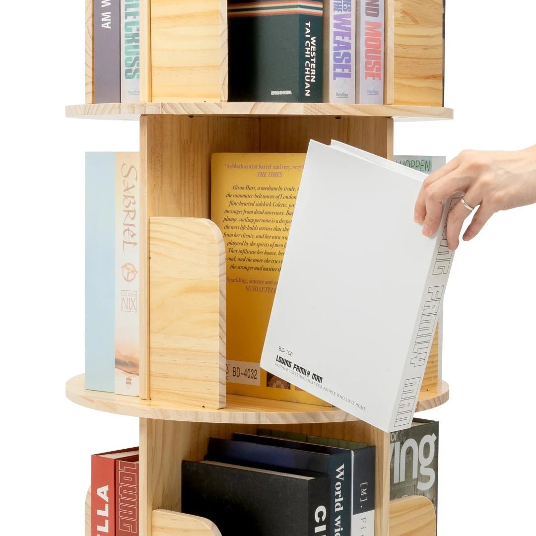 360° Rotatable Wood Bookcase - Space - Saving Book Storage Shelf - LearnLark Montessori