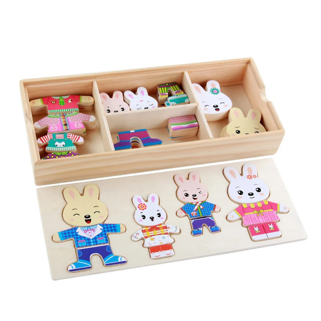 Montessori Animal Dress-Up Wooden Puzzle_learnlarkmontessori
