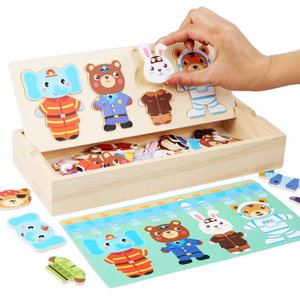 Montessori Animal Dress-Up Wooden Puzzle_learnlarkmontessori