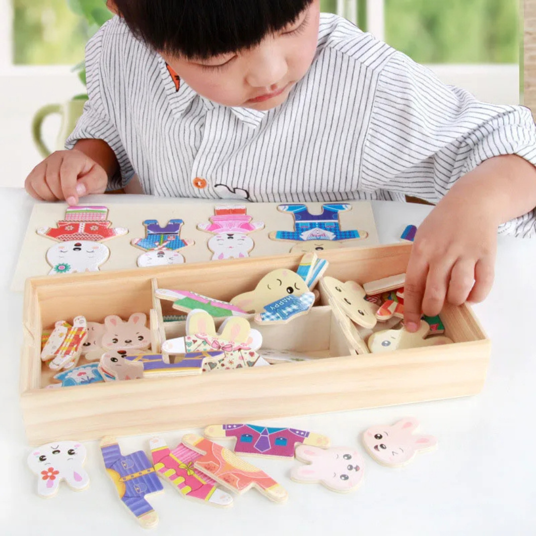 Montessori Animal Dress-Up Wooden Puzzle_learnlarkmontessori