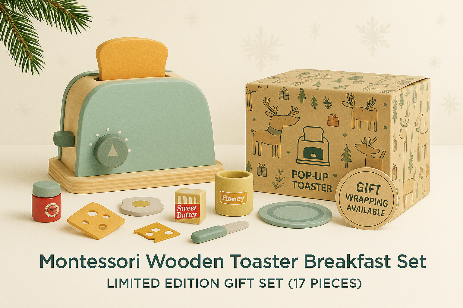 Montessori Wooden Toaster Breakfast Set – Limited Edition Gift Set