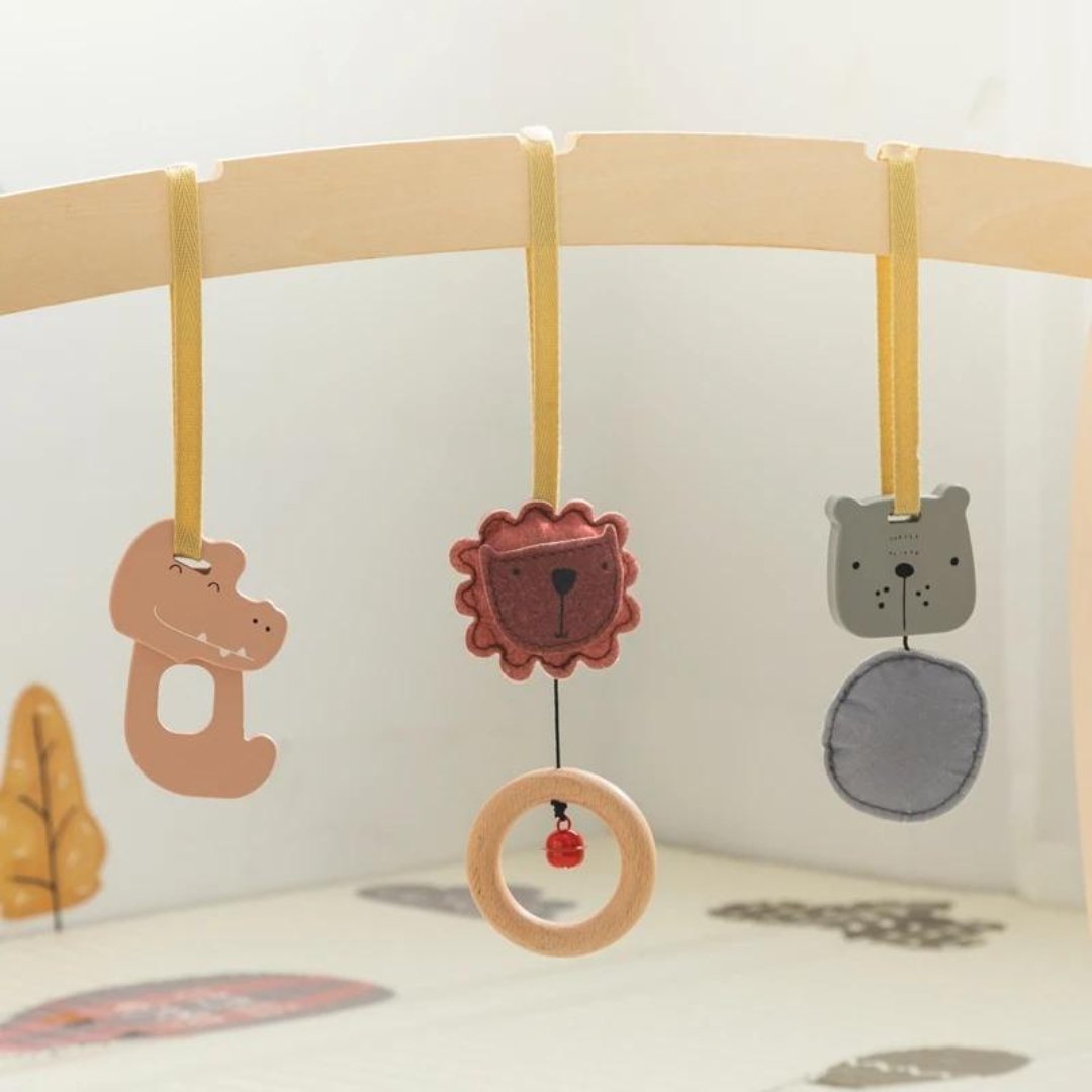 Baby Montessori Wooden Gym Frame – Foldable Play Gym with Sensory Toys - LearnLark Montessori