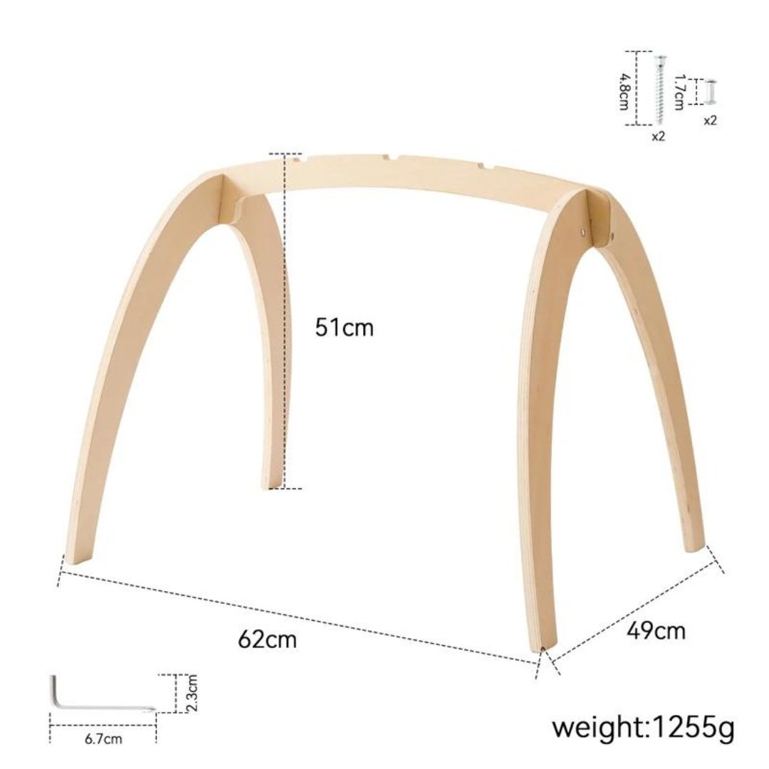 Baby Montessori Wooden Gym Frame – Foldable Play Gym with Sensory Toys - LearnLark Montessori