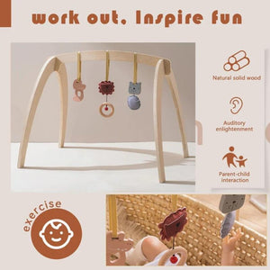 Baby Montessori Wooden Gym Frame – Foldable Play Gym with Sensory Toys - LearnLark Montessori