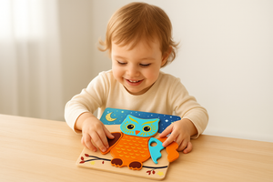 Generated 800x800px image of child playing with puzzle