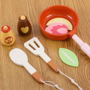 Miniature Wooden Toy Stove & Cookware Set for Kids - Pretend Play & Food Learning - LearnLark Montessori