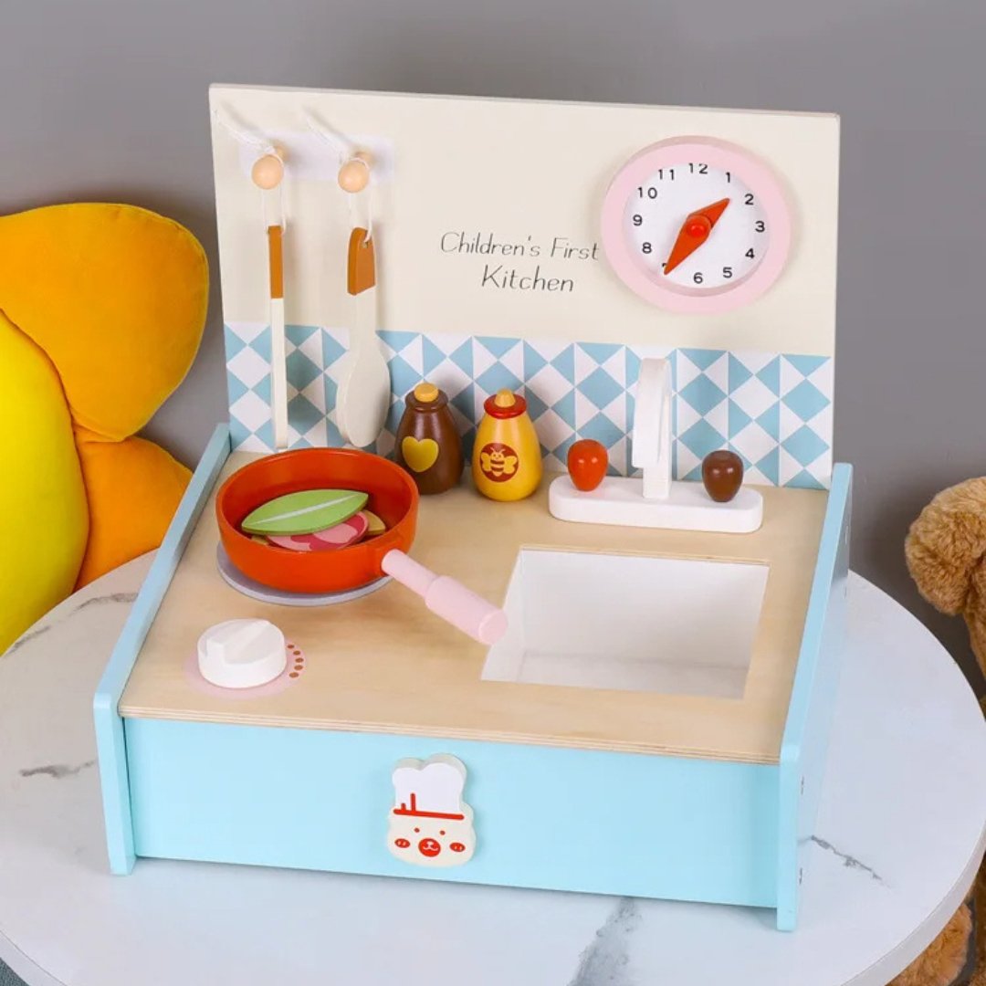 Miniature Wooden Toy Stove & Cookware Set for Kids - Pretend Play & Food Learning - LearnLark Montessori