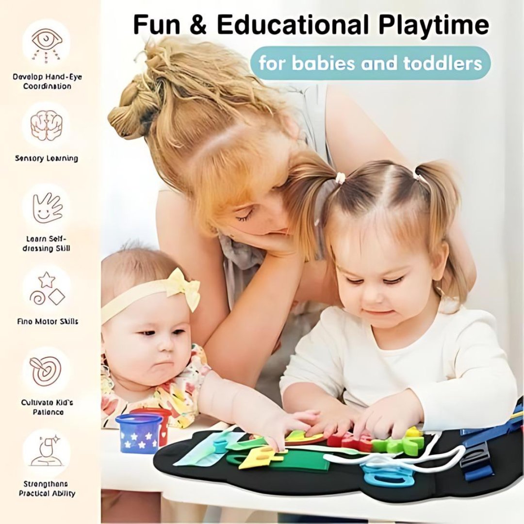 Montessori Busy Board – 3D Felt Cloth Learning Quiet Book for Toddlers - LearnLark Montessori