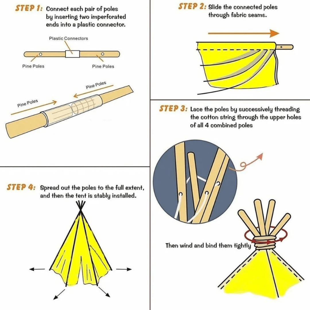 Montessori kids Teepee Tent – Portable Playhouse Wigwam for Children's