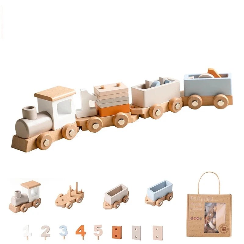 Montessori Toys Baby Educational Train Set with Numbers Stacking Shapes Modern Living Design - LearnLark Montessori