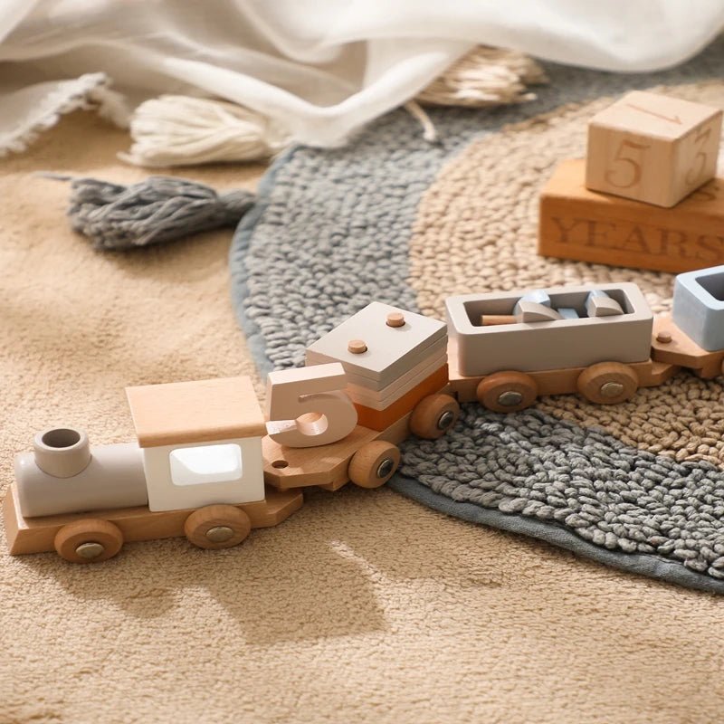 Montessori Toys Baby Educational Train Set with Numbers Stacking Shapes Modern Living Design - LearnLark Montessori