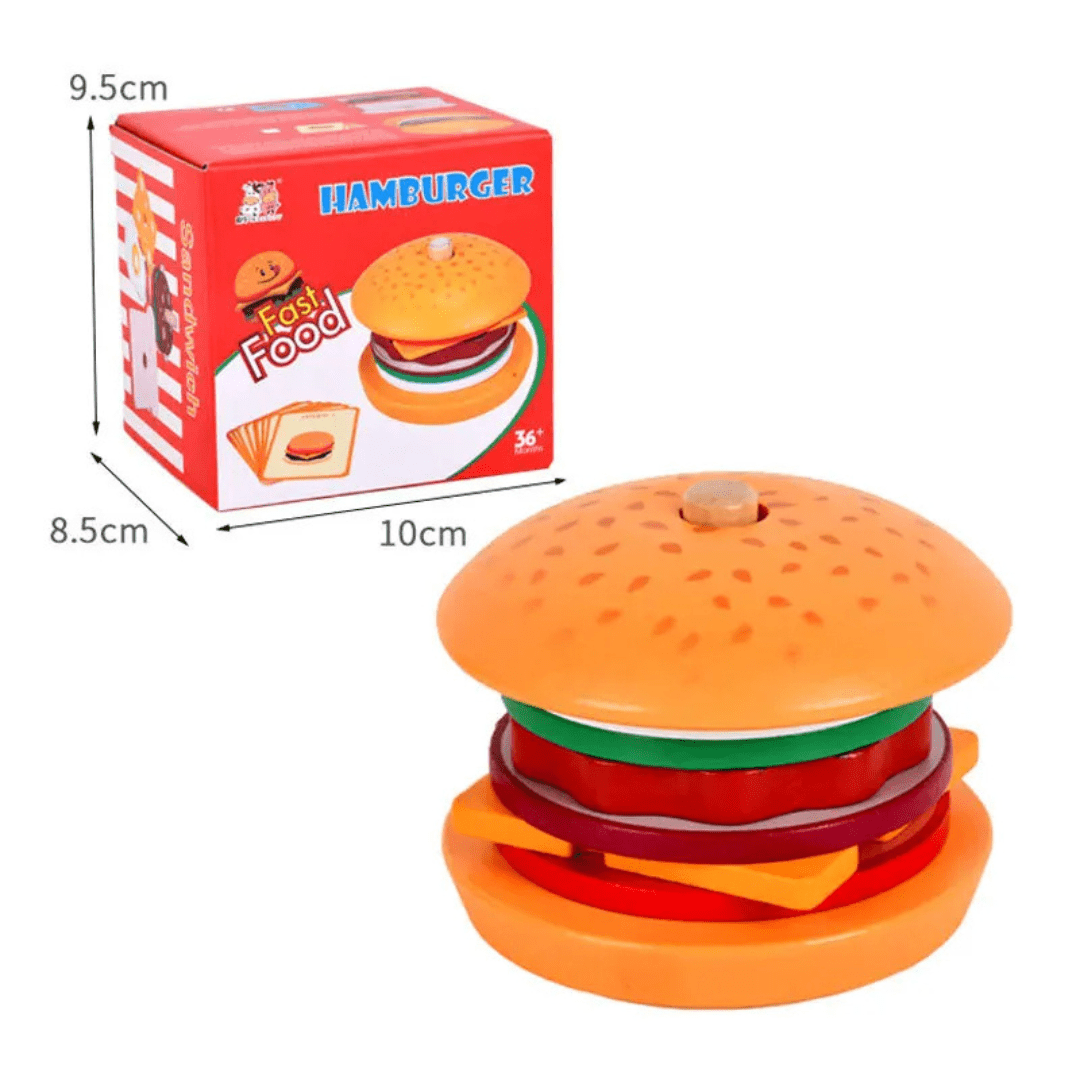 Wooden Food Stacking Toys – Hamburger & Sandwich Play Food For Toddlers 3-5 Years, Educational Fine Motor Skills Toy