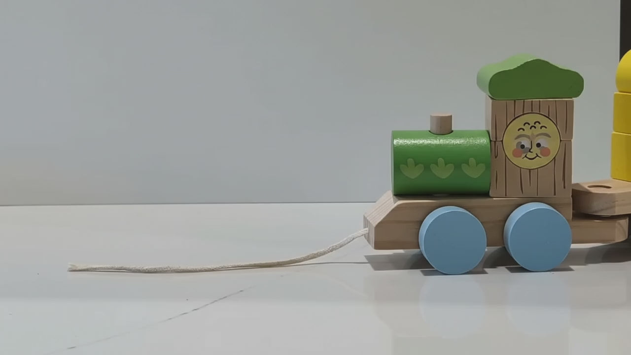 Wooden Animal Train Pull-Along & Stacking Toy